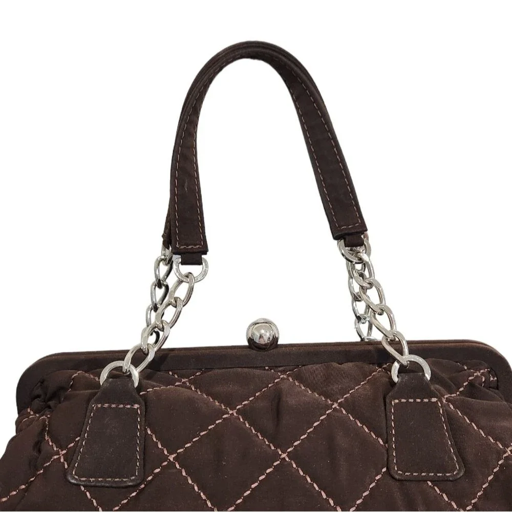 Vera Bradley Brown Quilted Floral Lining  Handbag Purse With Match Wristlet